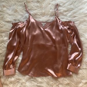 Cold shoulder pink dress shirt